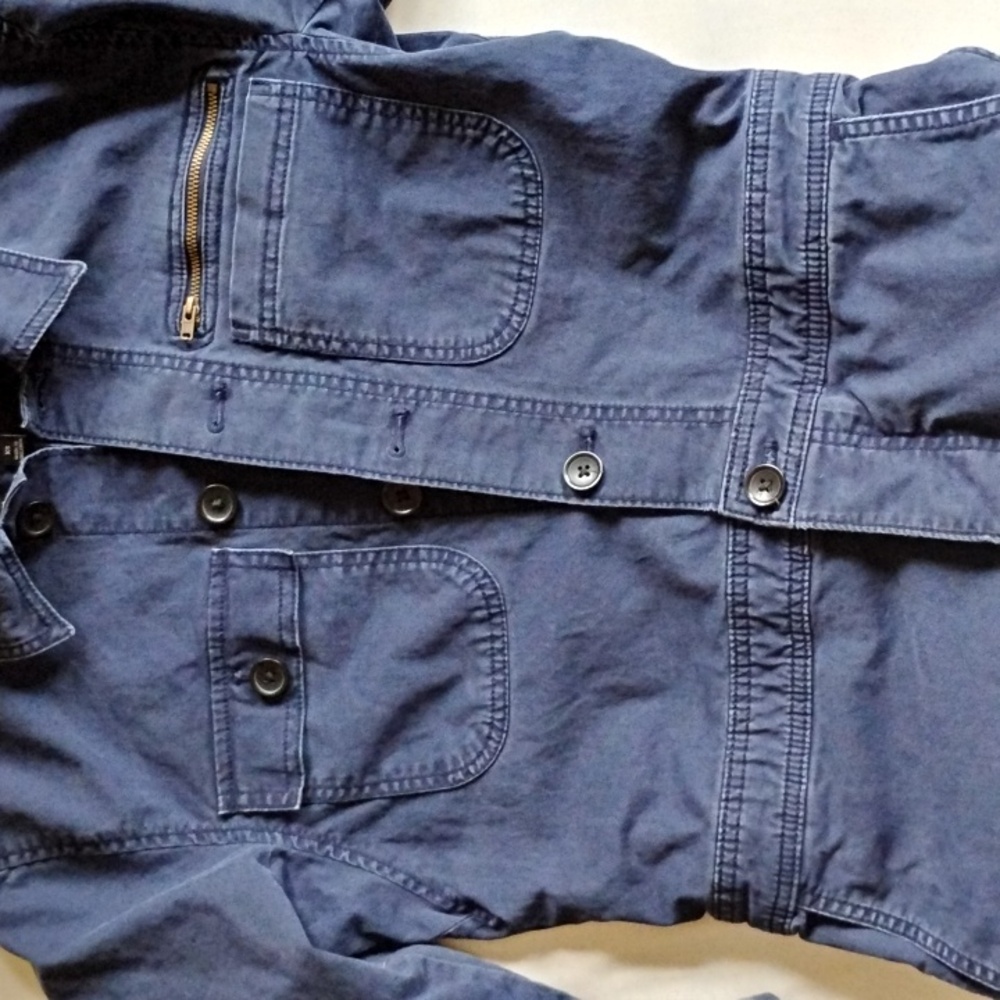 Banana Republic 98% Cotton Button-Up Utility Ankle Jumpsuit XS Navy Pockets - Picture 4 of 11